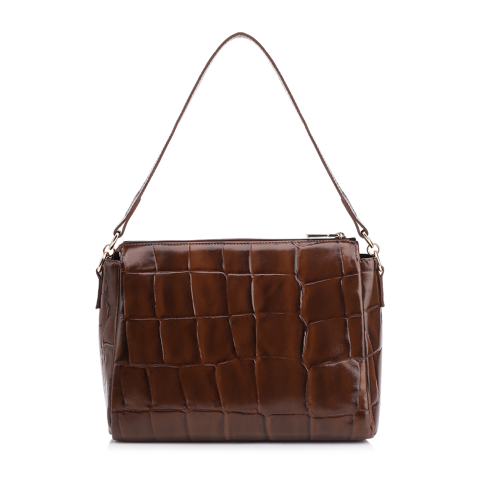 Bolsa Tote Couro Maxi Croco Marrom