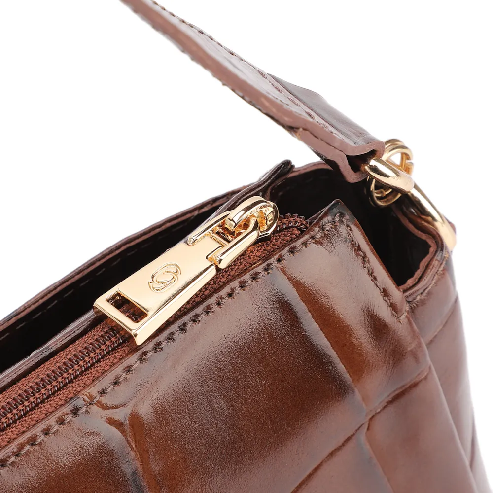 Bolsa Tote Couro Maxi Croco Marrom - imagem 6