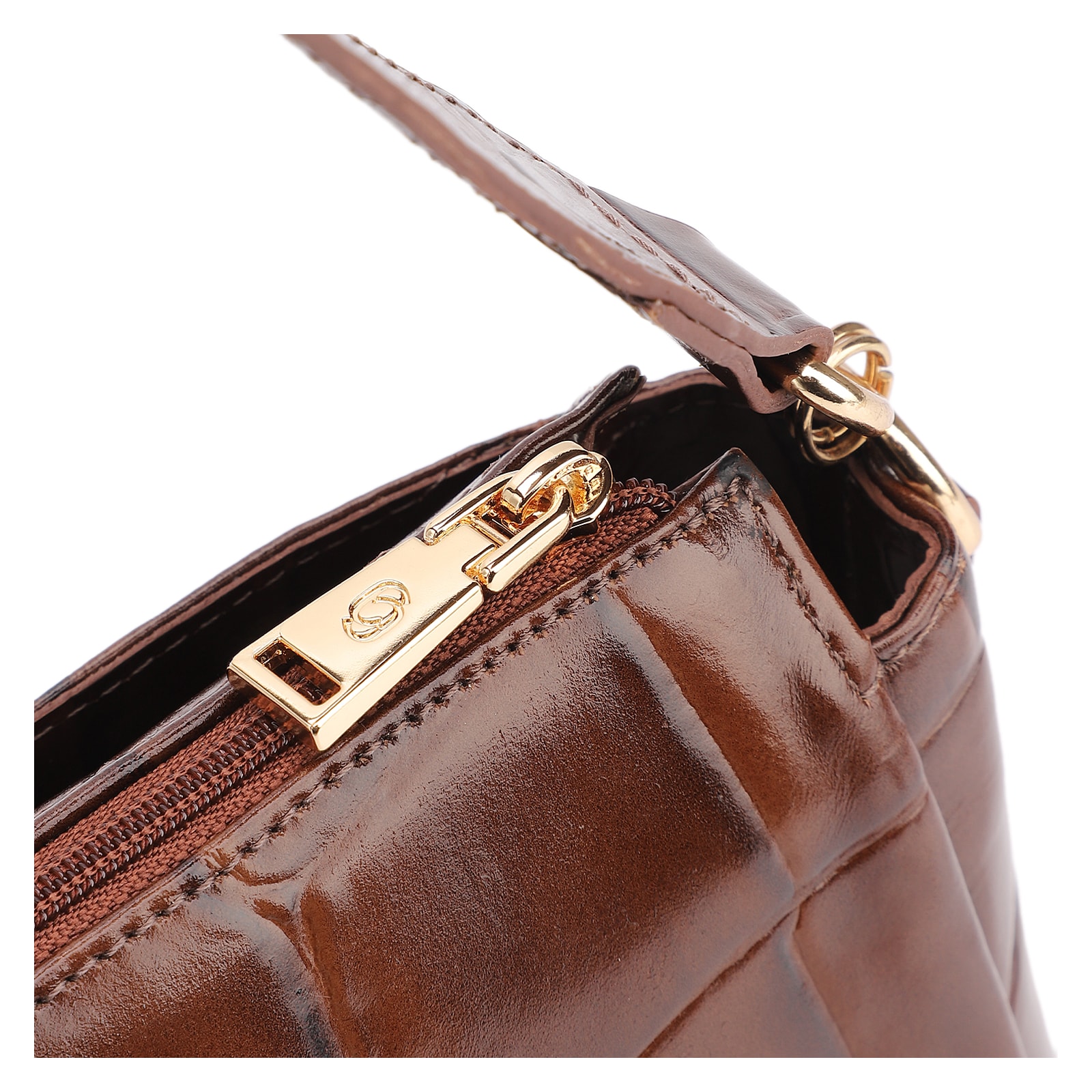 Bolsa Tote Couro Maxi Croco Marrom