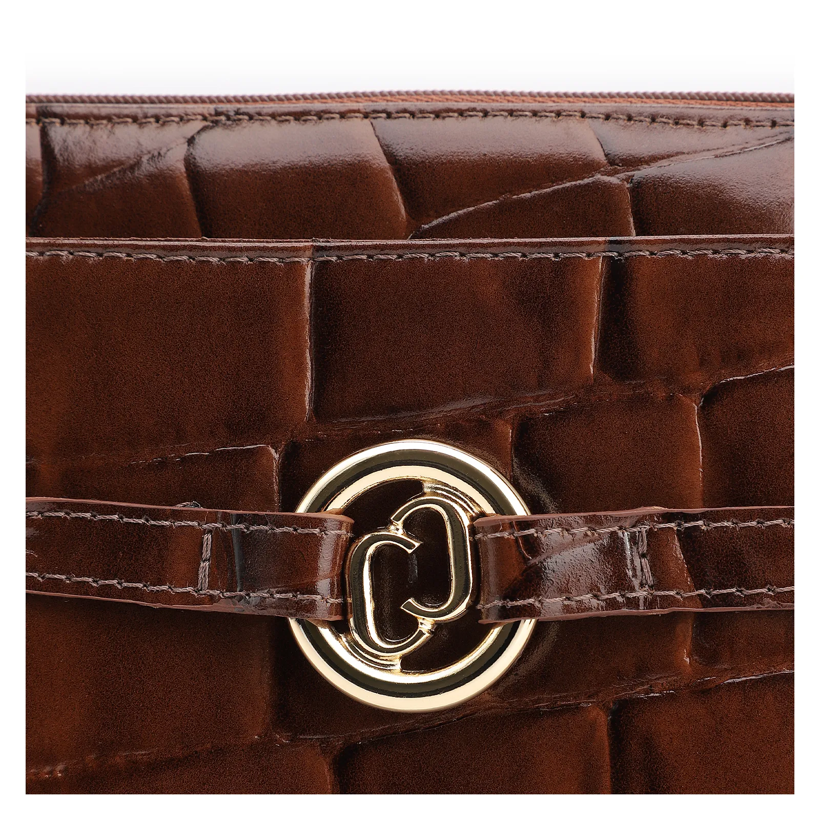Bolsa Tote Couro Maxi Croco Marrom