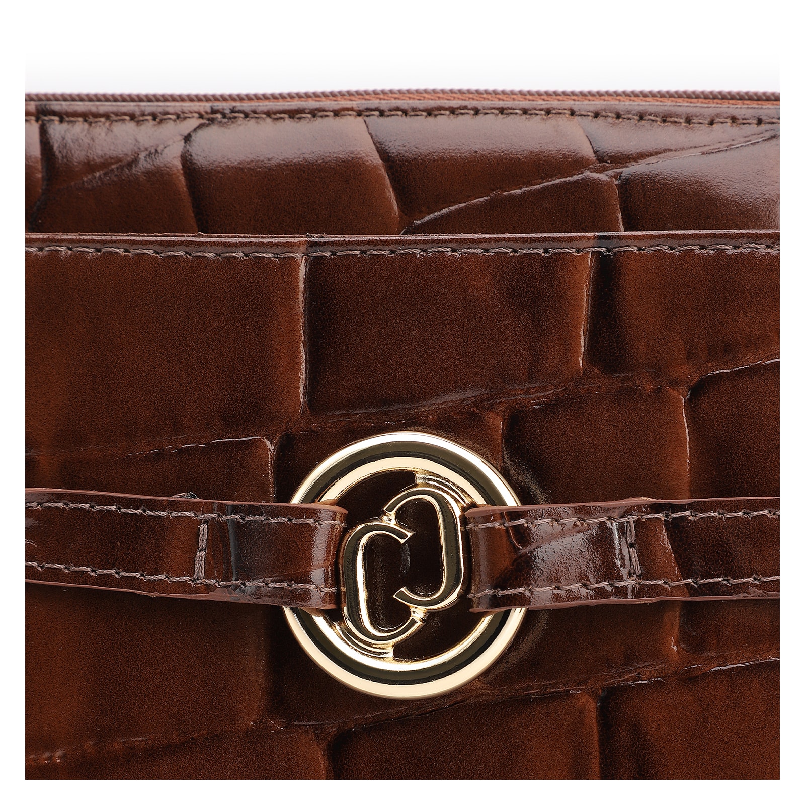 Bolsa Tote Couro Maxi Croco Marrom