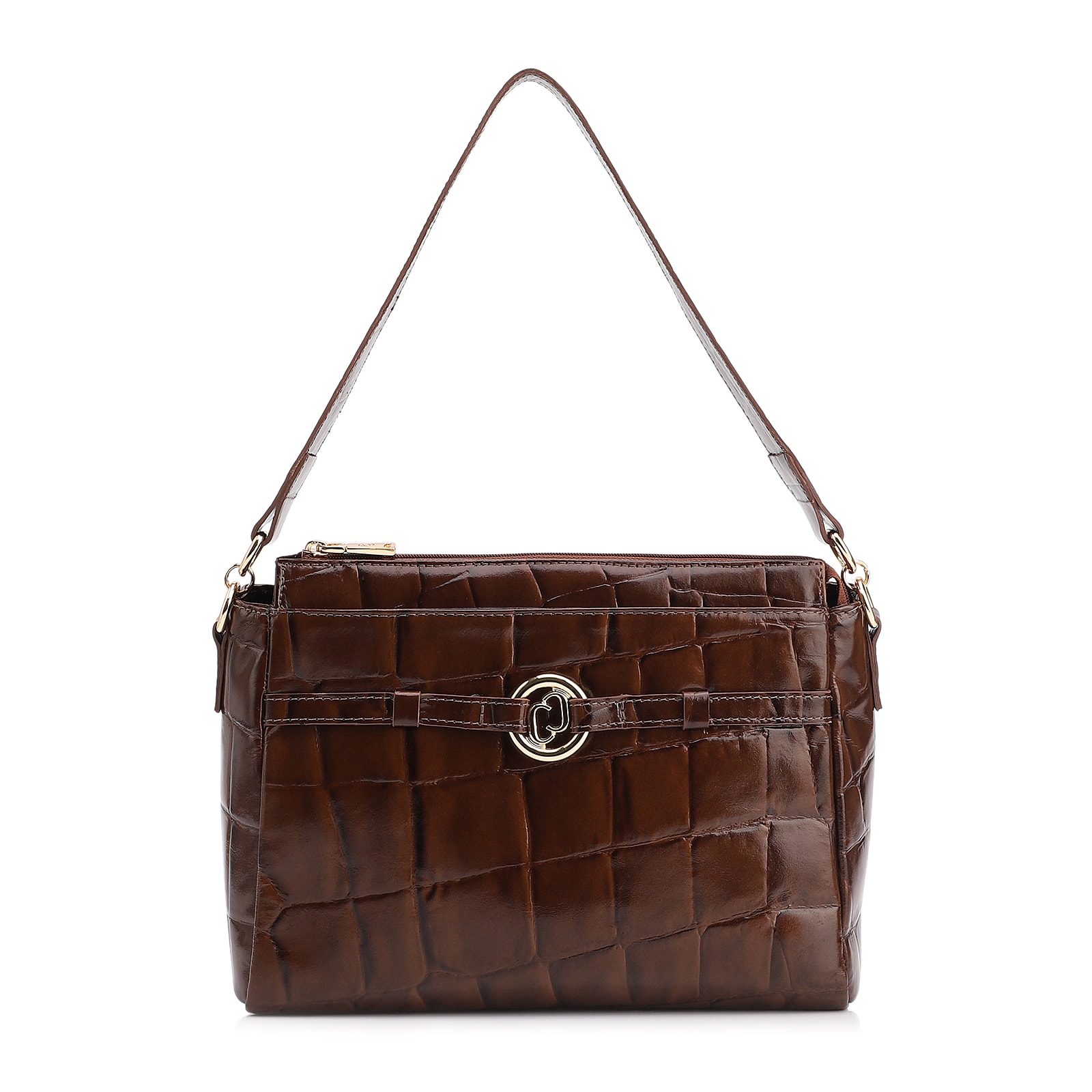 Bolsa Tote Couro Maxi Croco Marrom