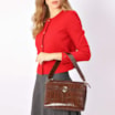 Bolsa Tote Couro Maxi Croco Marrom - imagem 2