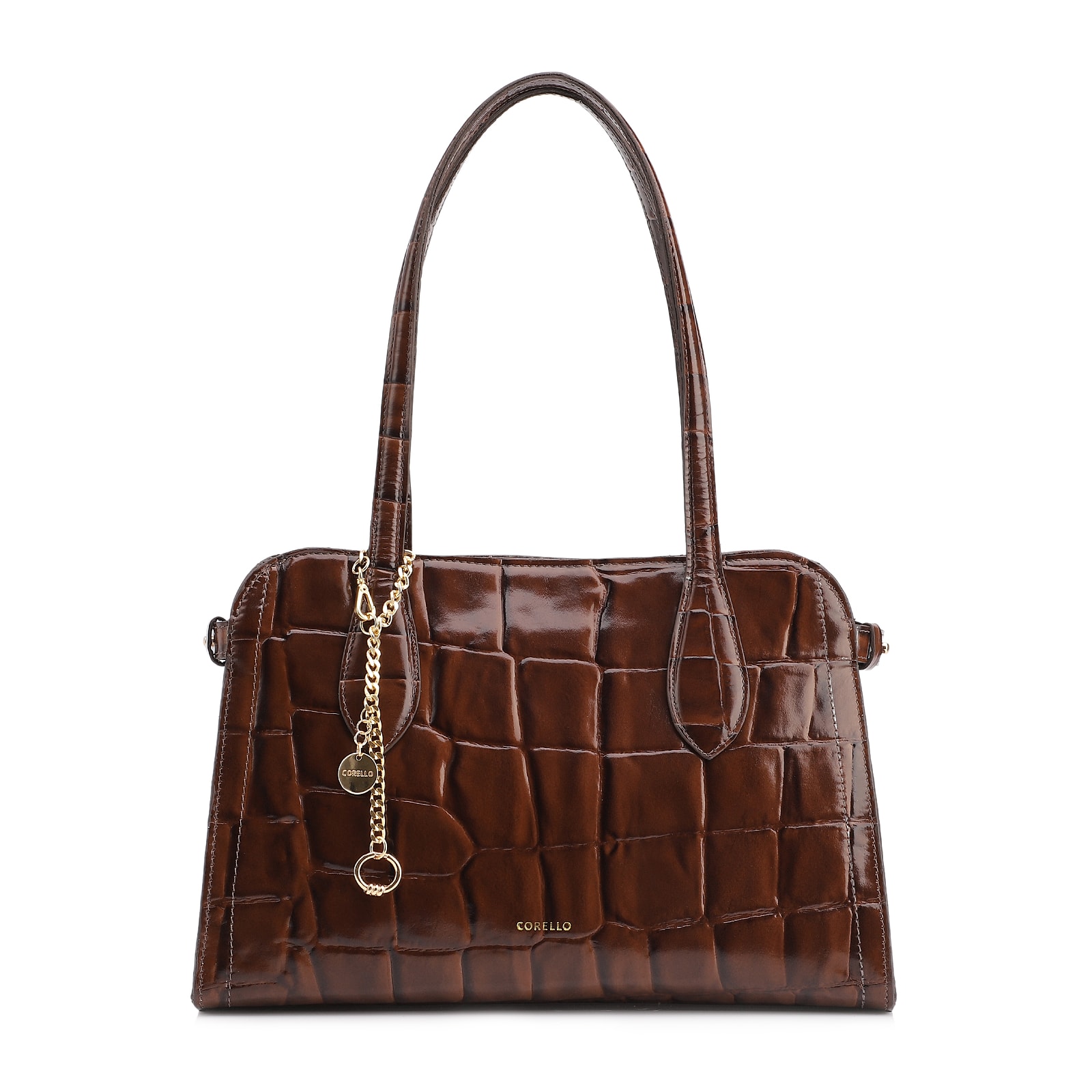 Bolsa Tote Couro Maxi Croco Marrom