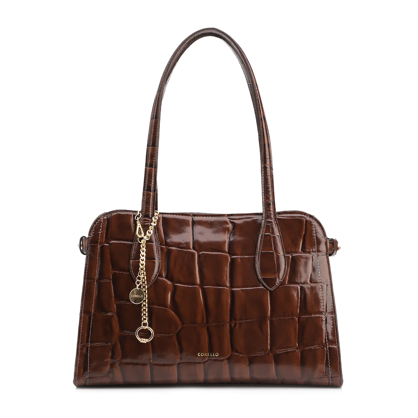 Bolsa Tote Couro Maxi Croco Marrom
