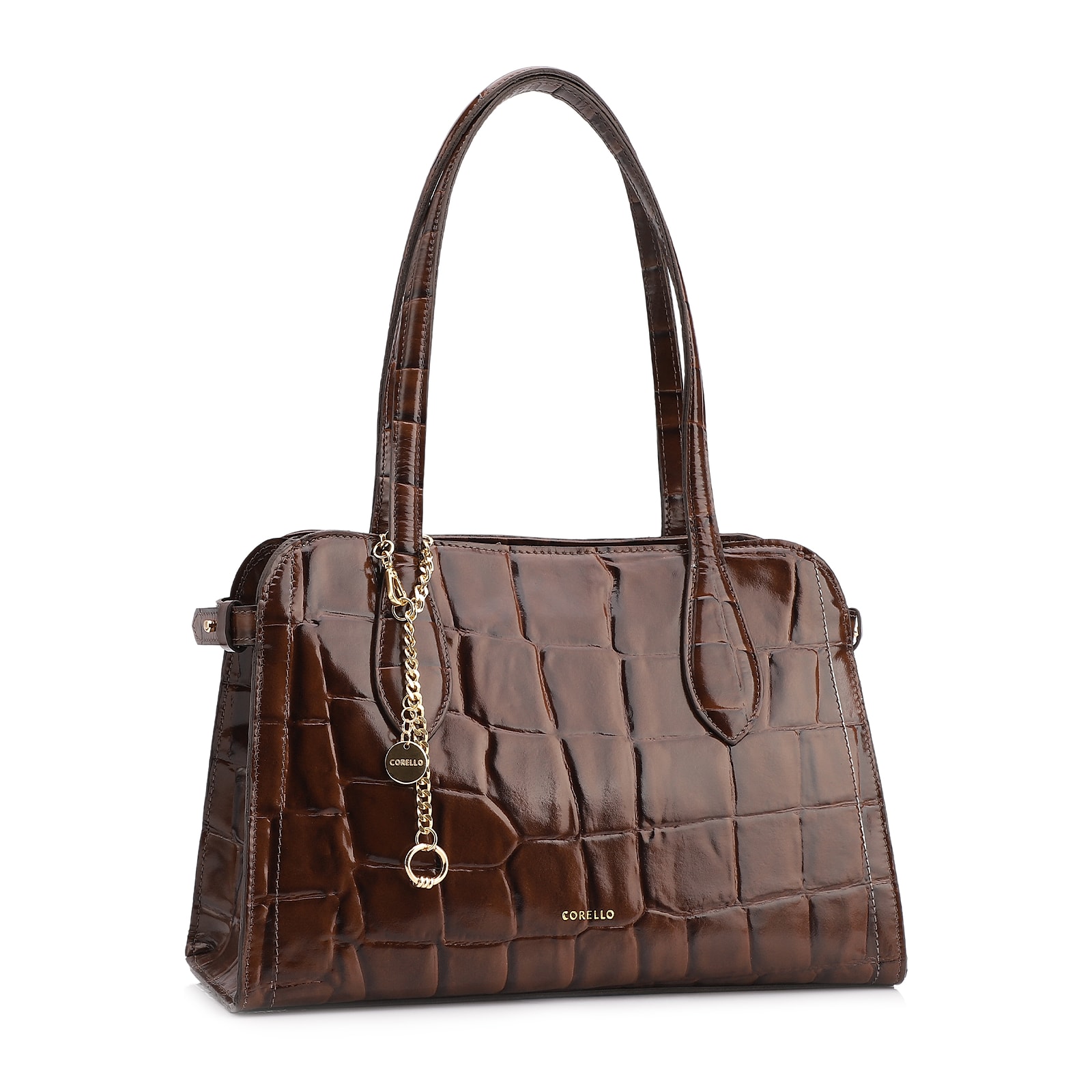 Bolsa Tote Couro Maxi Croco Marrom
