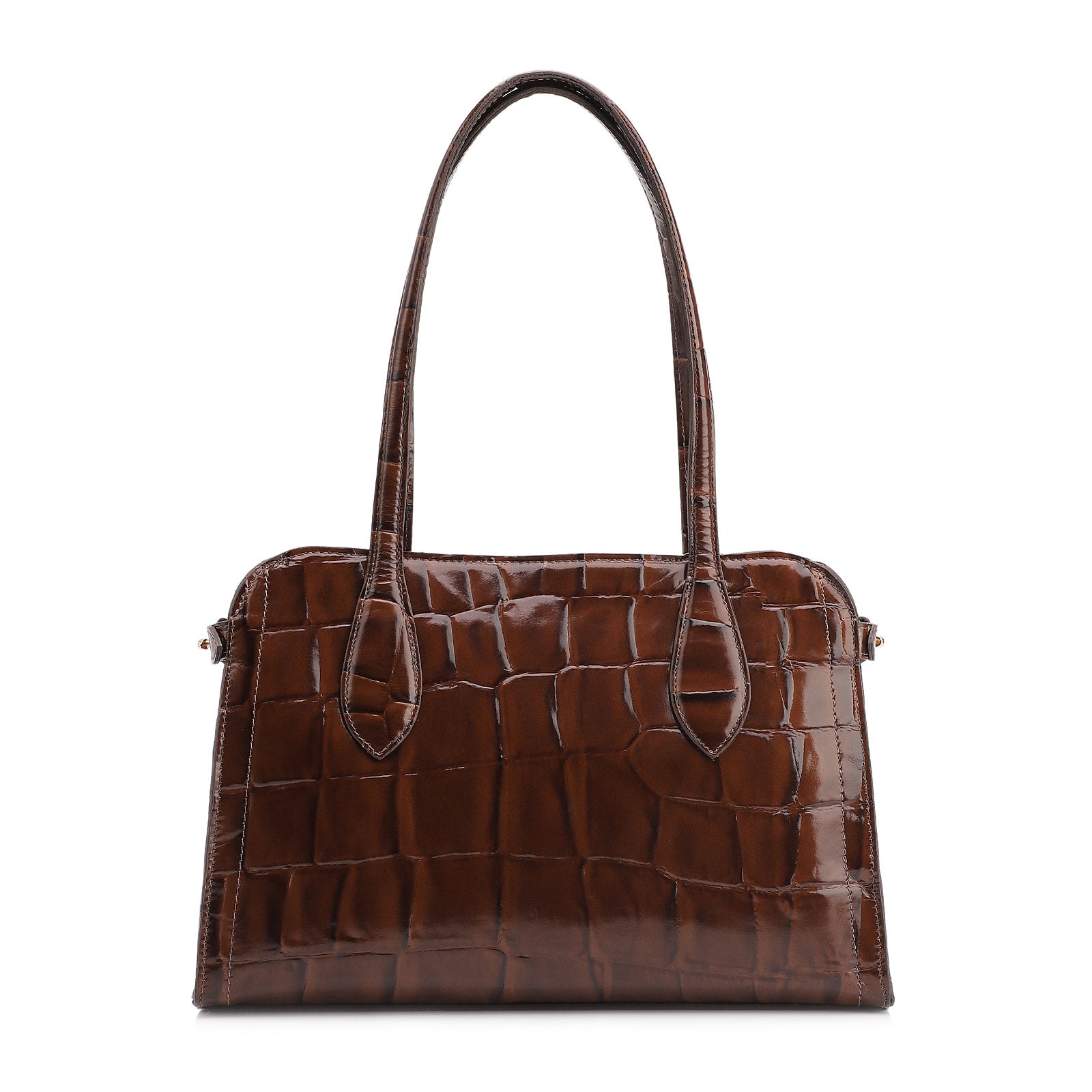 Bolsa Tote Couro Maxi Croco Marrom