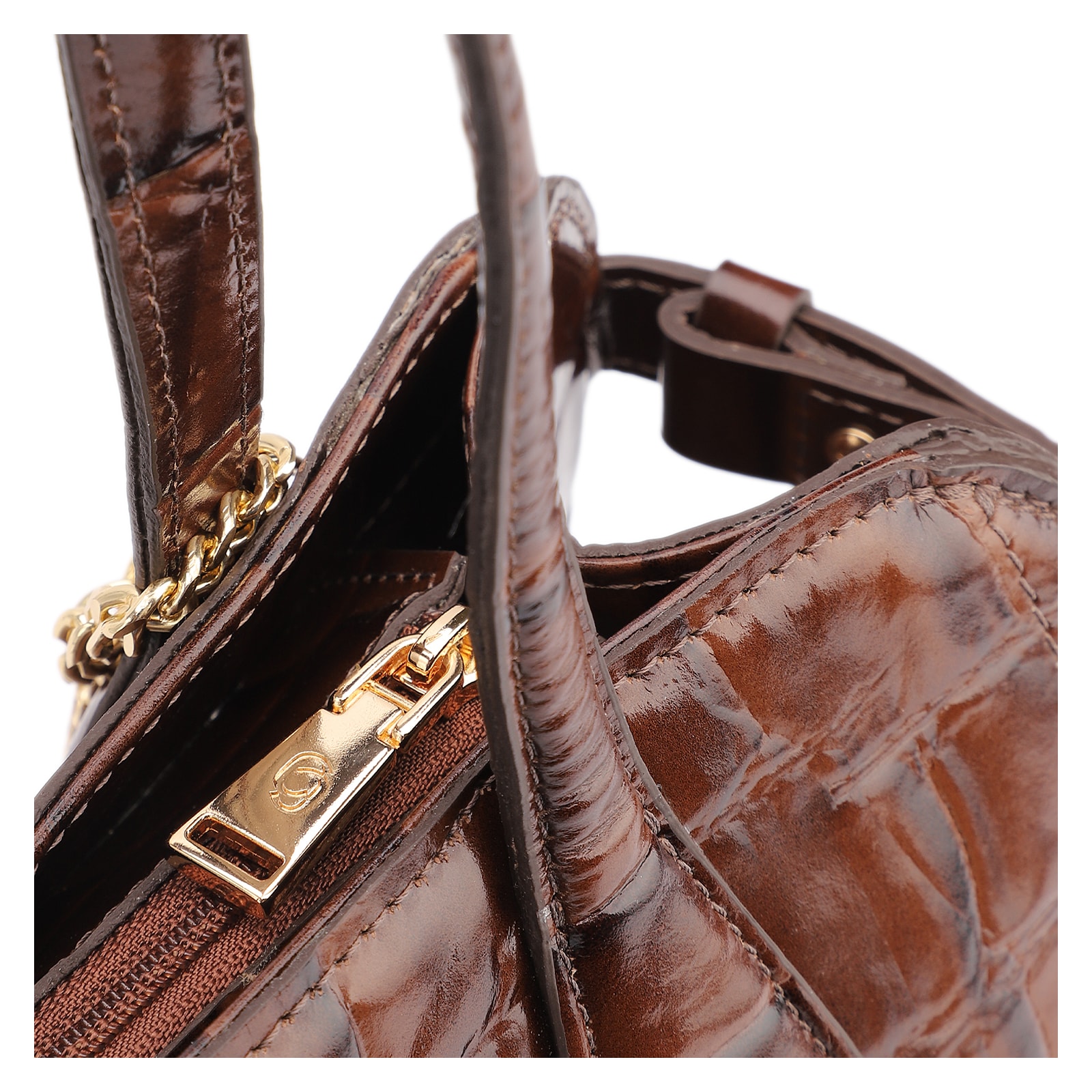 Bolsa Tote Couro Maxi Croco Marrom