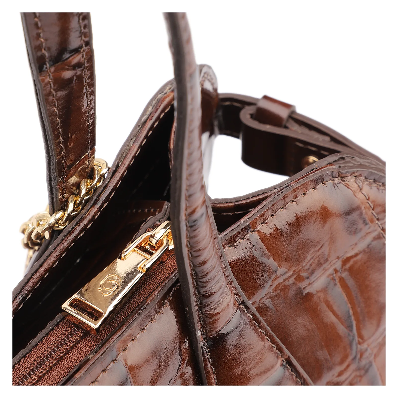 Bolsa Tote Couro Maxi Croco Marrom