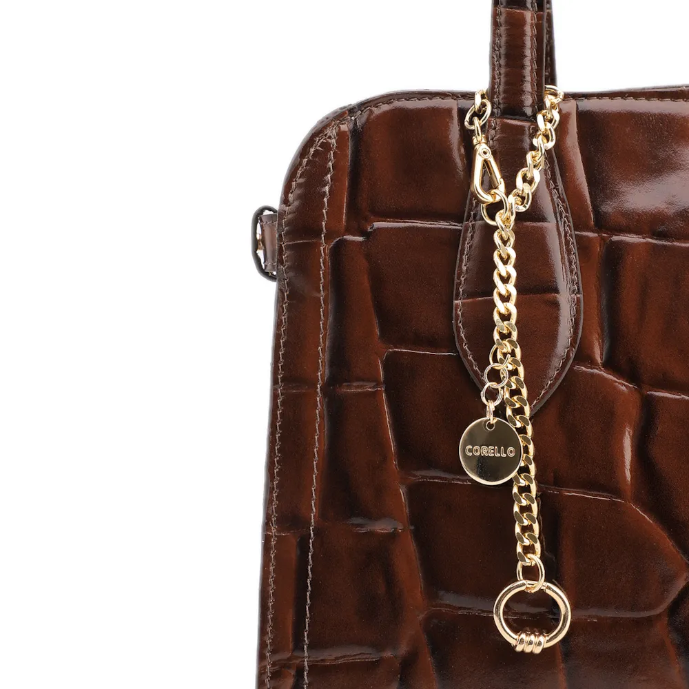  Bolsa Tote Couro Maxi Croco Marrom - imagem 8