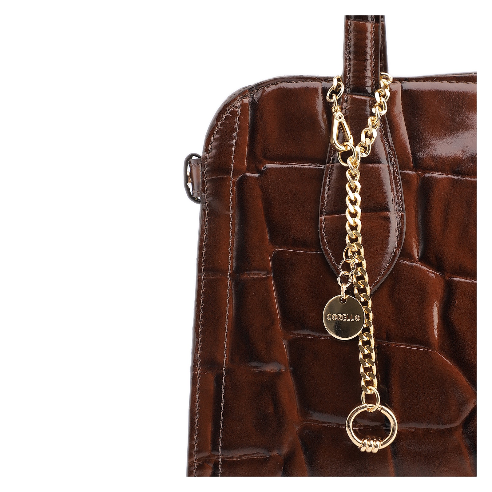 Bolsa Tote Couro Maxi Croco Marrom