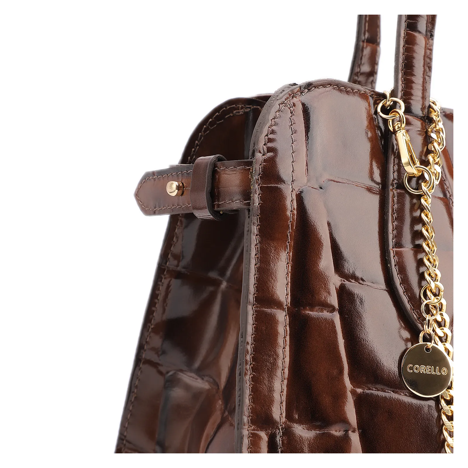 Bolsa Tote Couro Maxi Croco Marrom