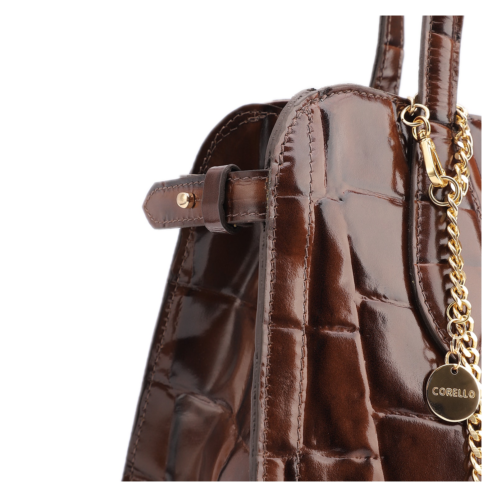 Bolsa Tote Couro Maxi Croco Marrom