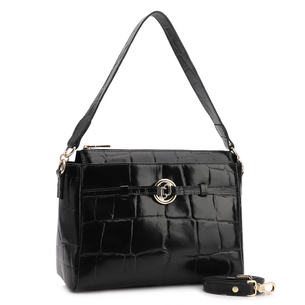 Bolsa Tote Couro Maxi Croco Preto - imagem 3