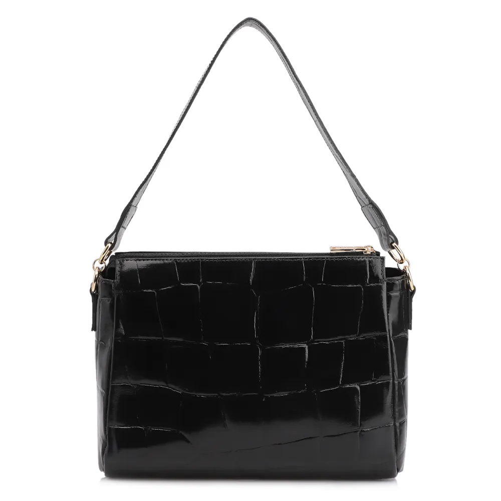 Bolsa Tote Couro Maxi Croco Preto - imagem 4