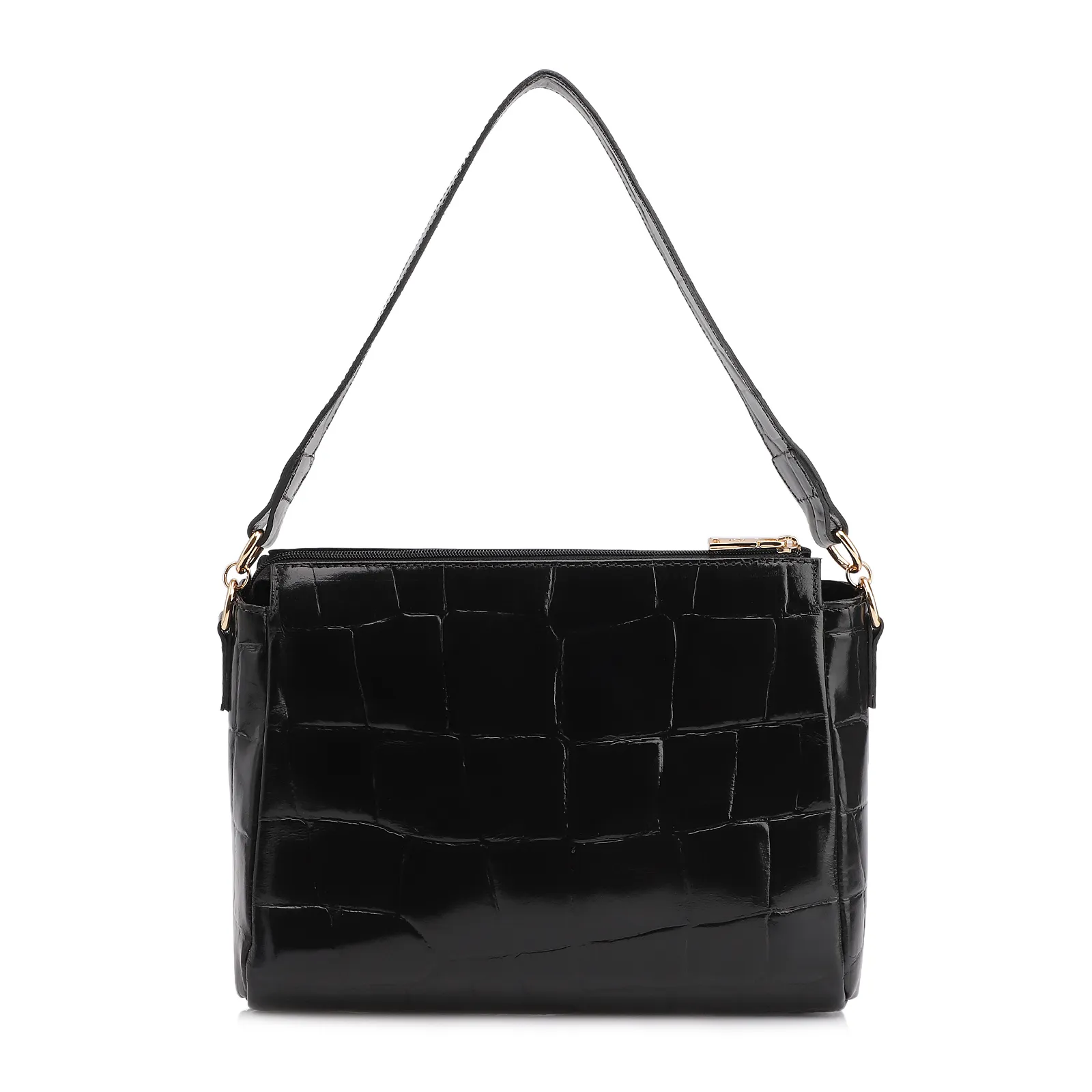 Bolsa Tote Couro Maxi Croco Preto