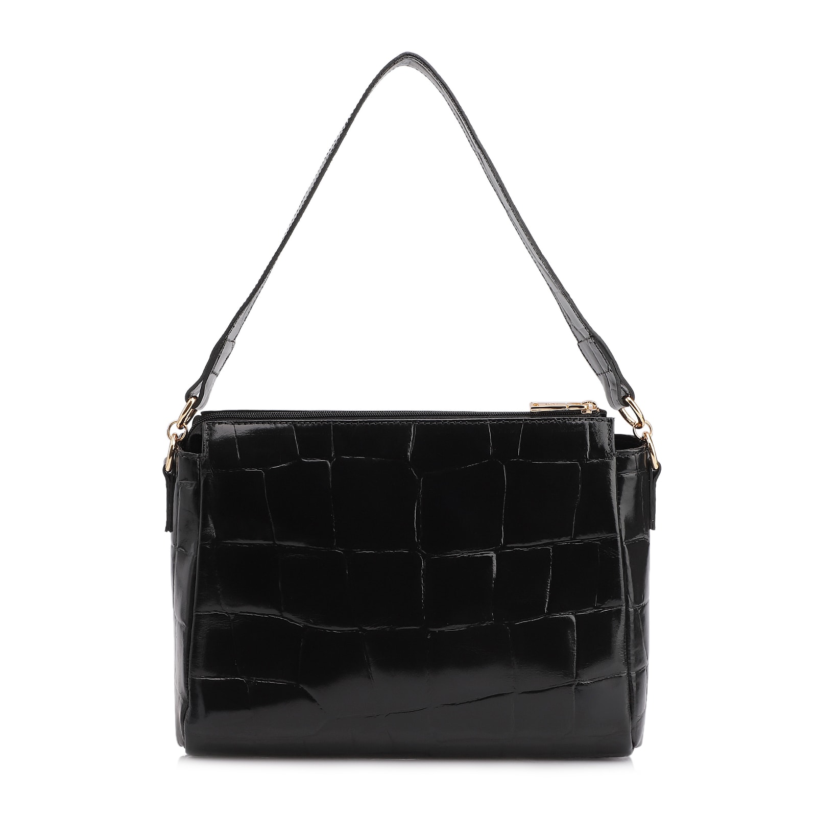 Bolsa Tote Couro Maxi Croco Preto