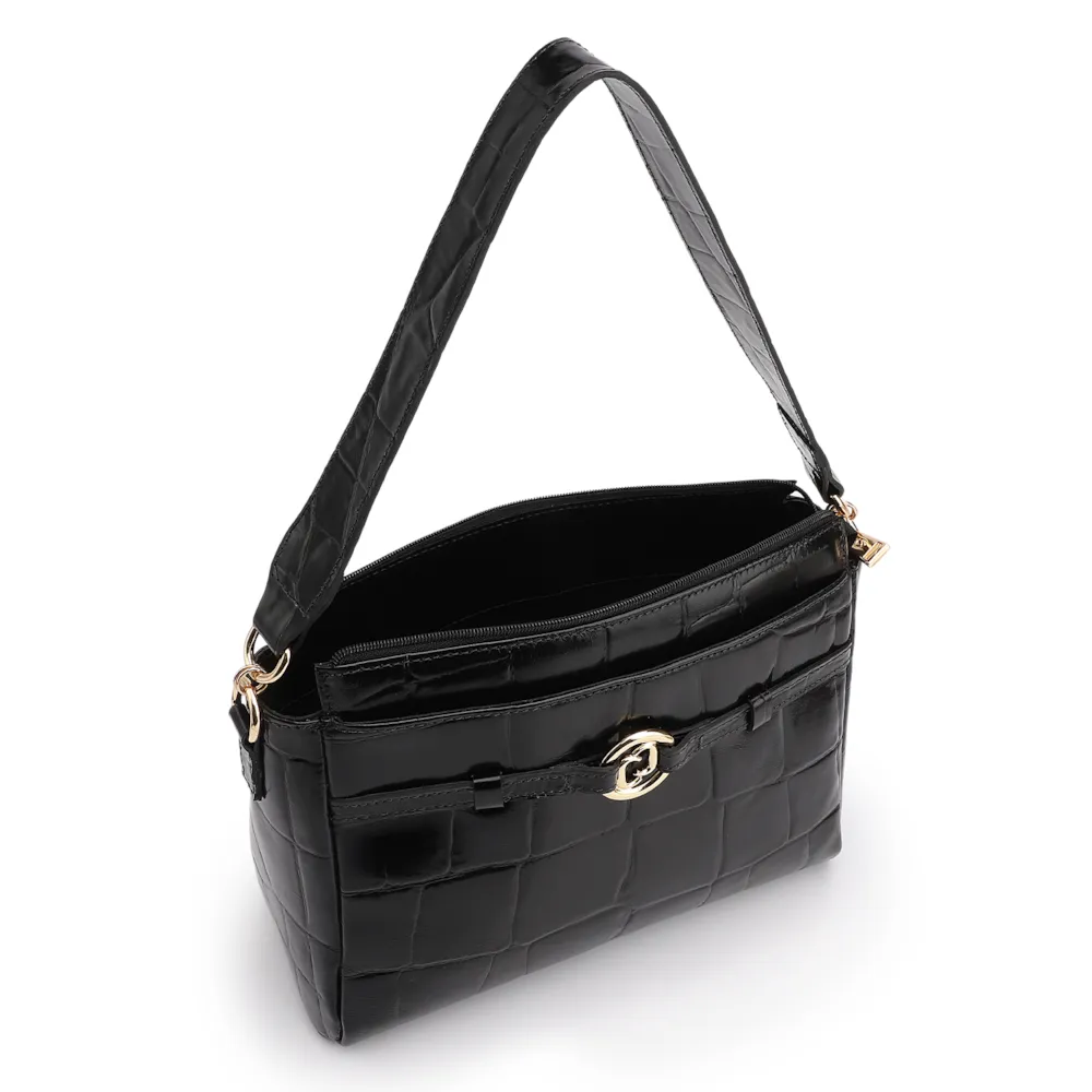 Bolsa Tote Couro Maxi Croco Preto - imagem 5