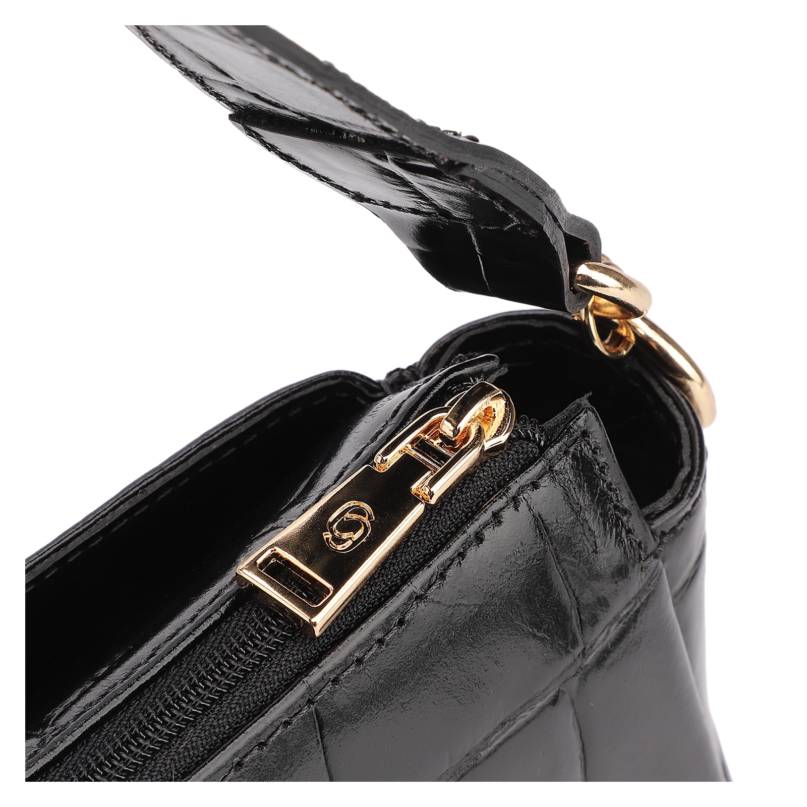 Bolsa Tote Couro Maxi Croco Preto