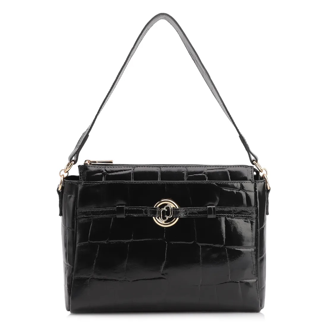 Bolsa Tote Couro Maxi Croco Preto