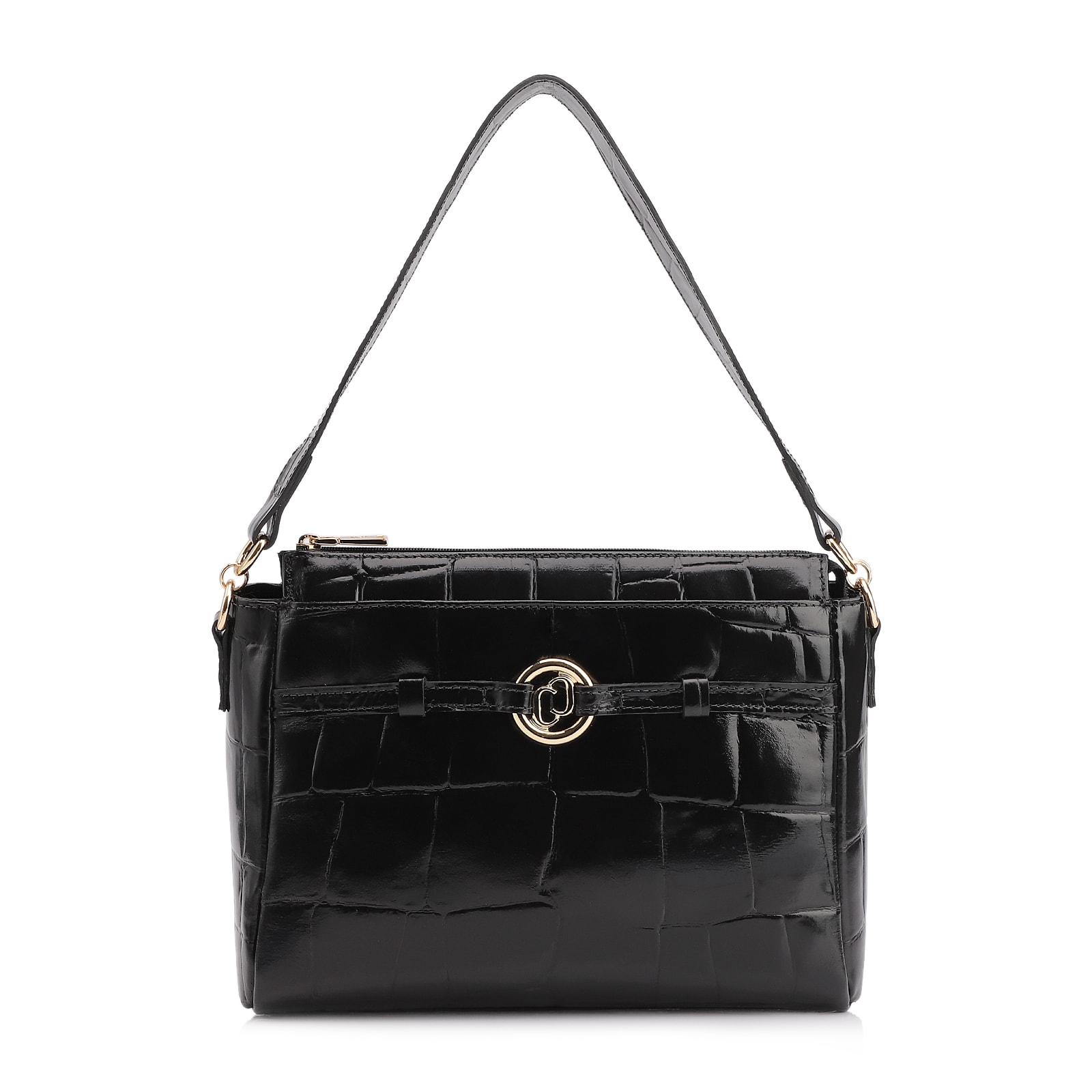 Bolsa Tote Couro Maxi Croco Preto