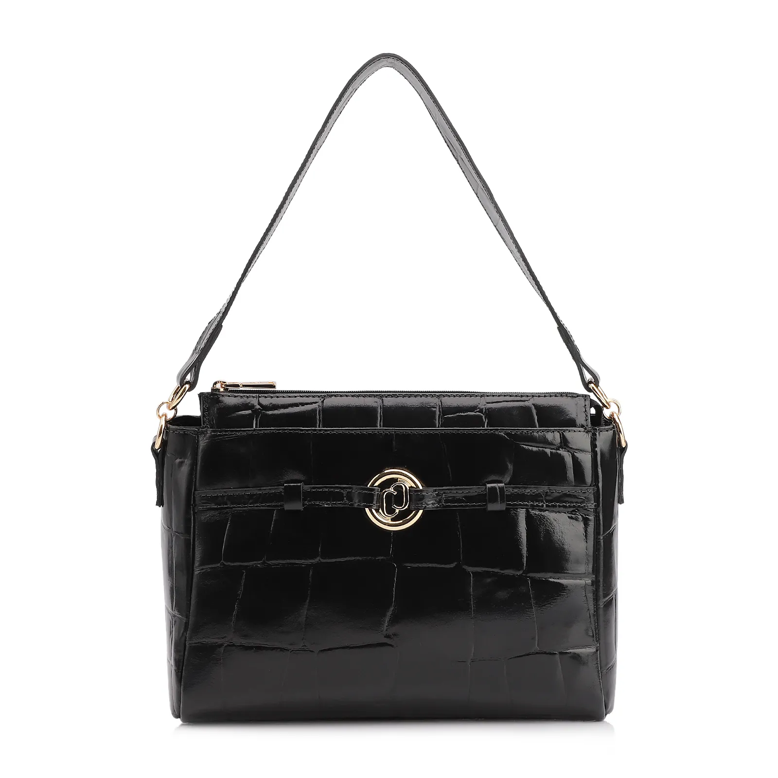 Bolsa Tote Couro Maxi Croco Preto