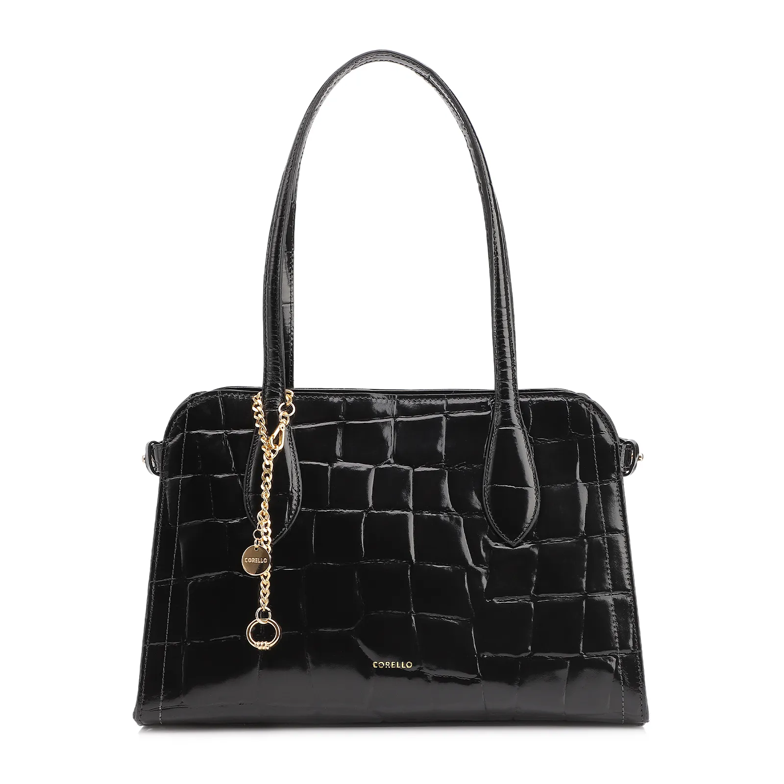  Bolsa Tote Couro Maxi Croco Preto