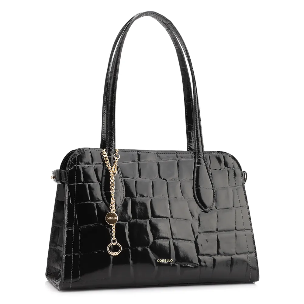  Bolsa Tote Couro Maxi Croco Preto - imagem 3