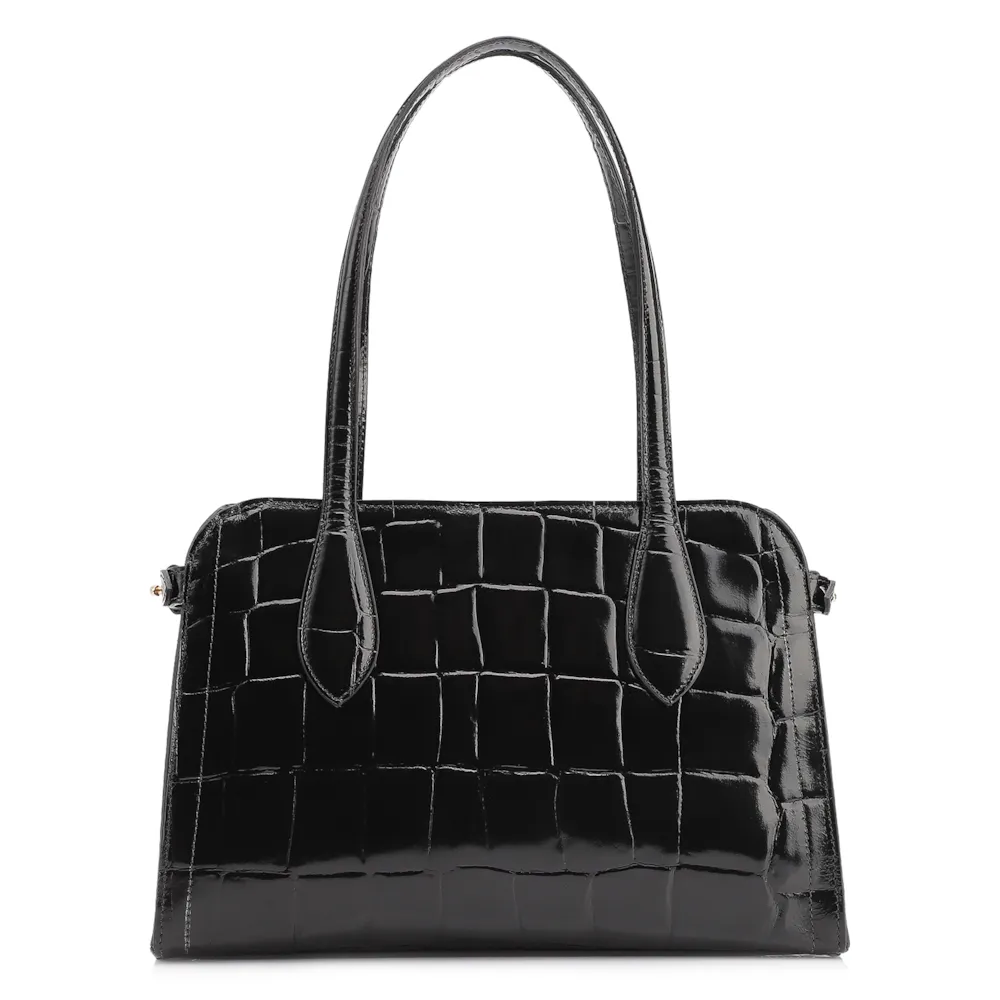  Bolsa Tote Couro Maxi Croco Preto - imagem 4