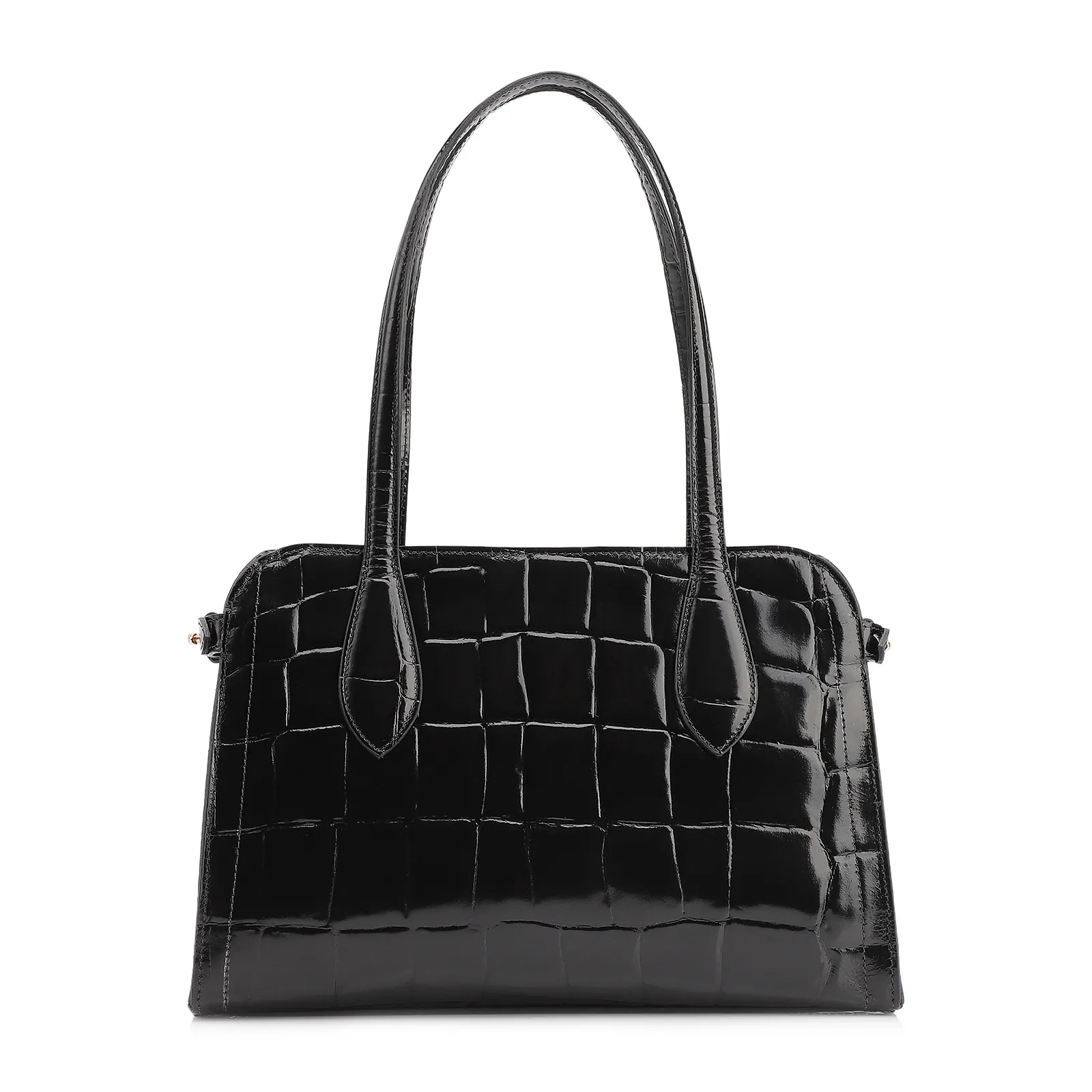 Bolsa Tote Couro Maxi Croco Preto
