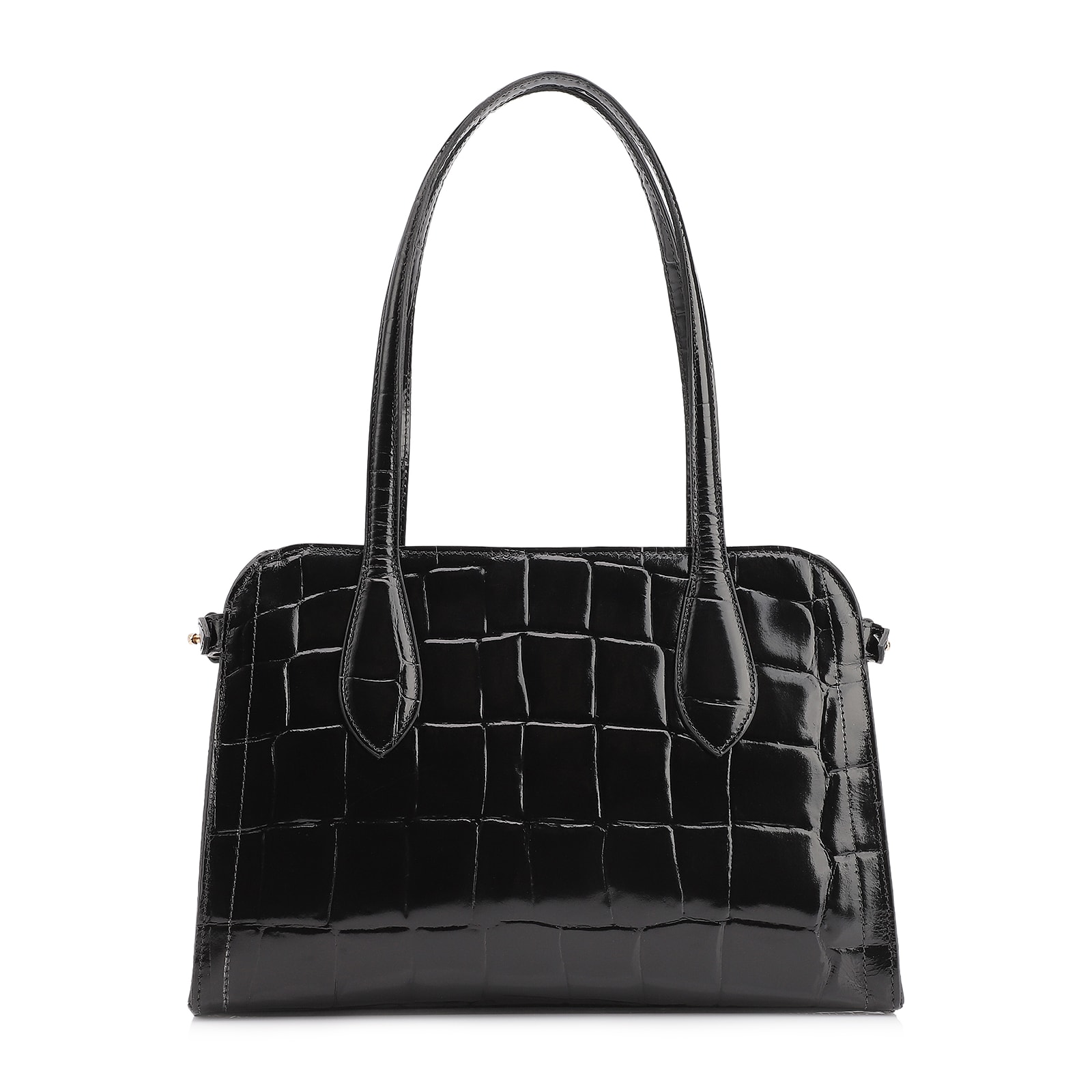  Bolsa Tote Couro Maxi Croco Preto