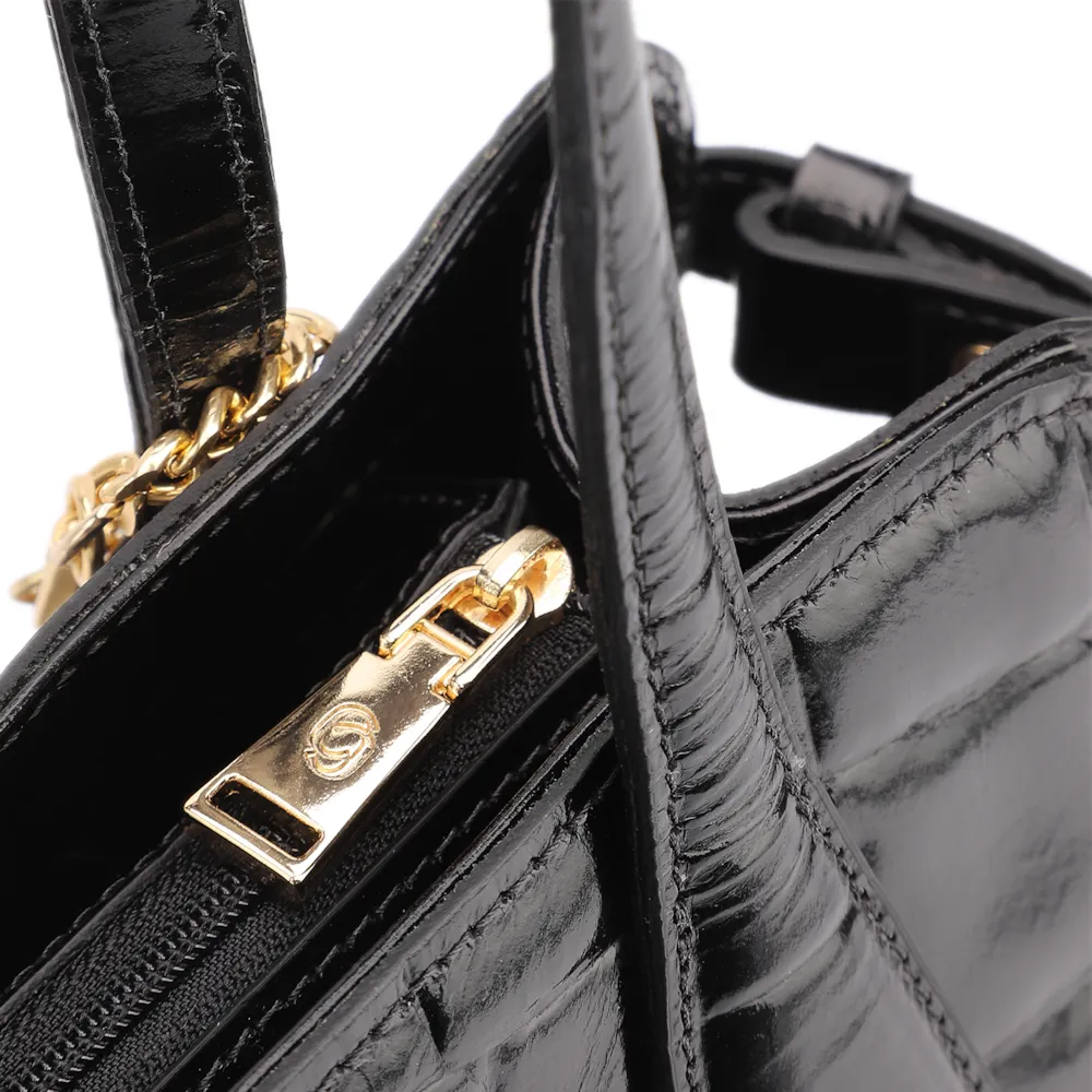  Bolsa Tote Couro Maxi Croco Preto - imagem 6