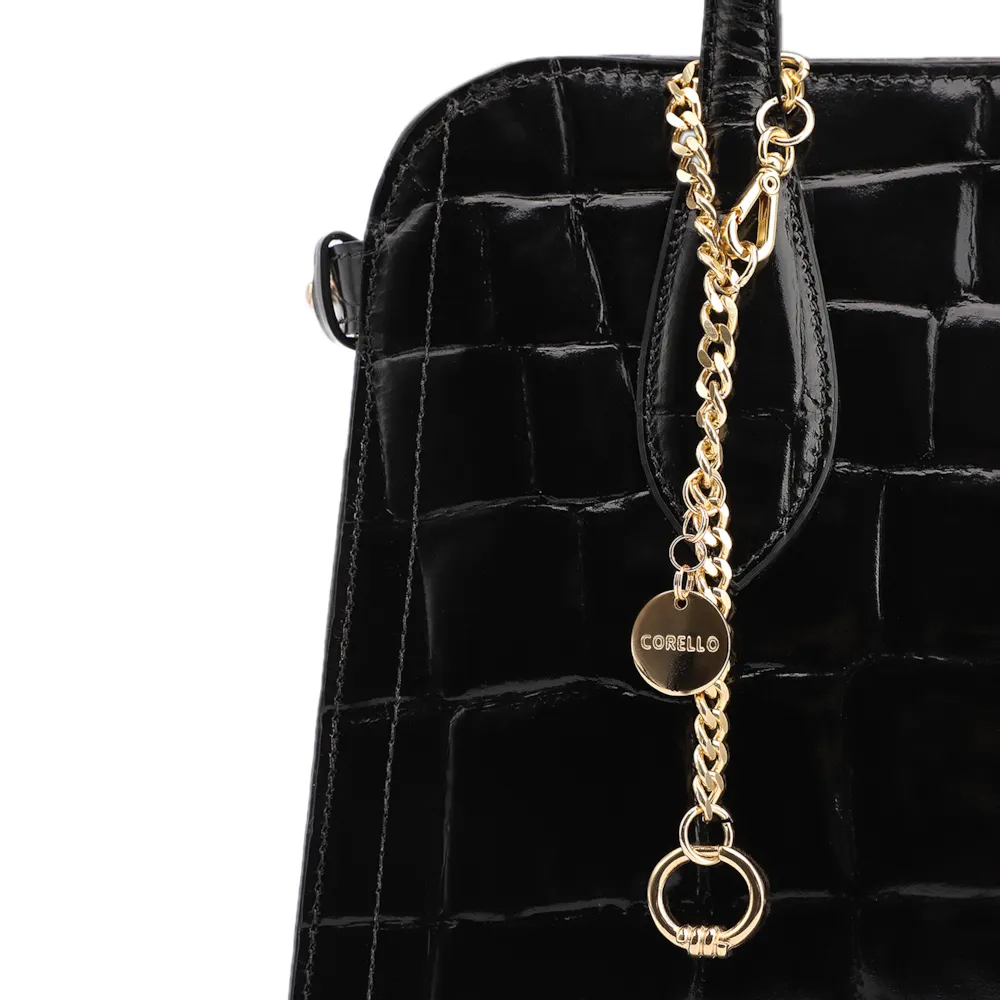  Bolsa Tote Couro Maxi Croco Preto - imagem 8