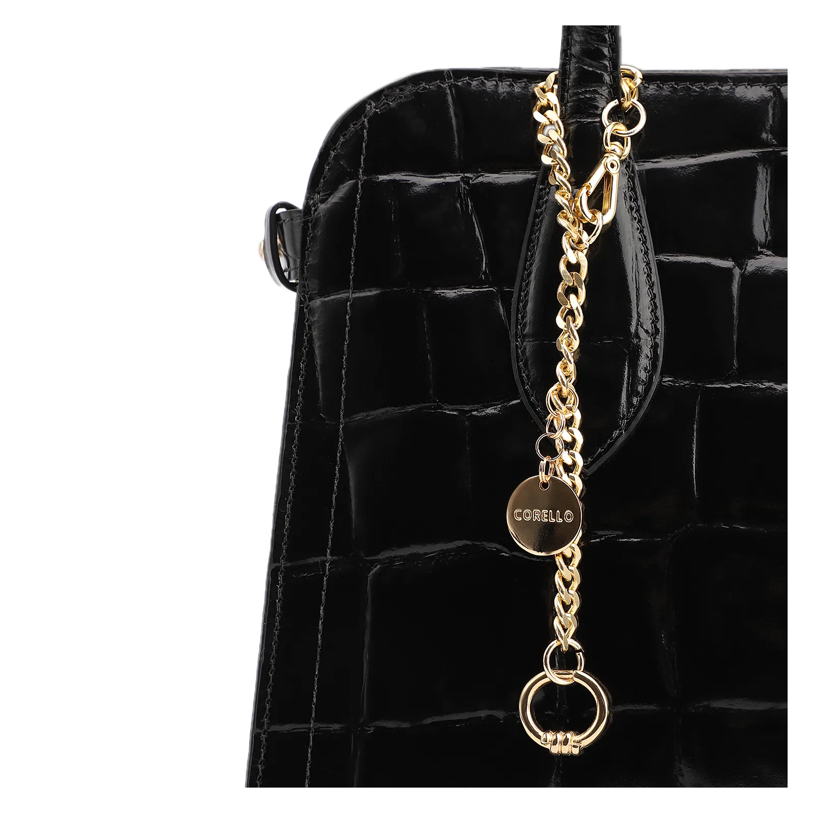  Bolsa Tote Couro Maxi Croco Preto