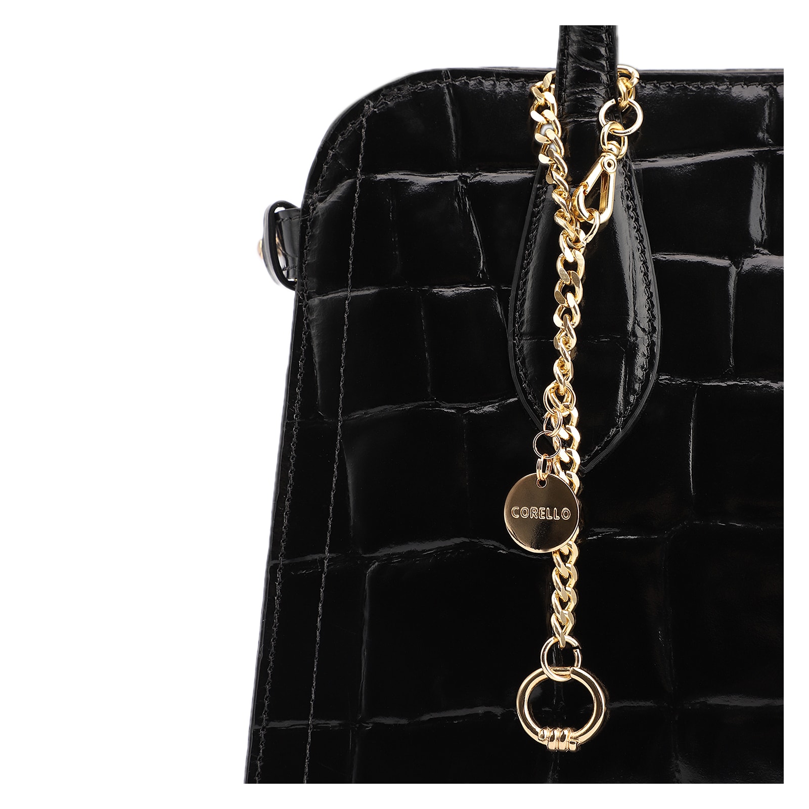 Bolsa Tote Couro Maxi Croco Preto