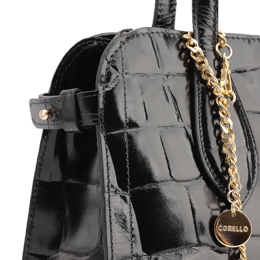  Bolsa Tote Couro Maxi Croco Preto - imagem 9