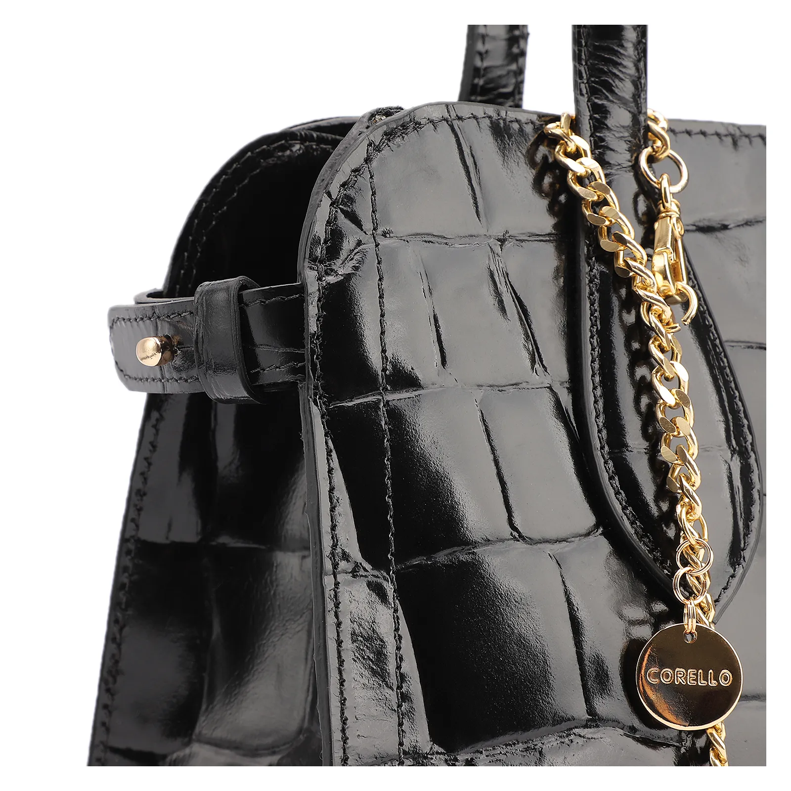 Bolsa Tote Couro Maxi Croco Preto