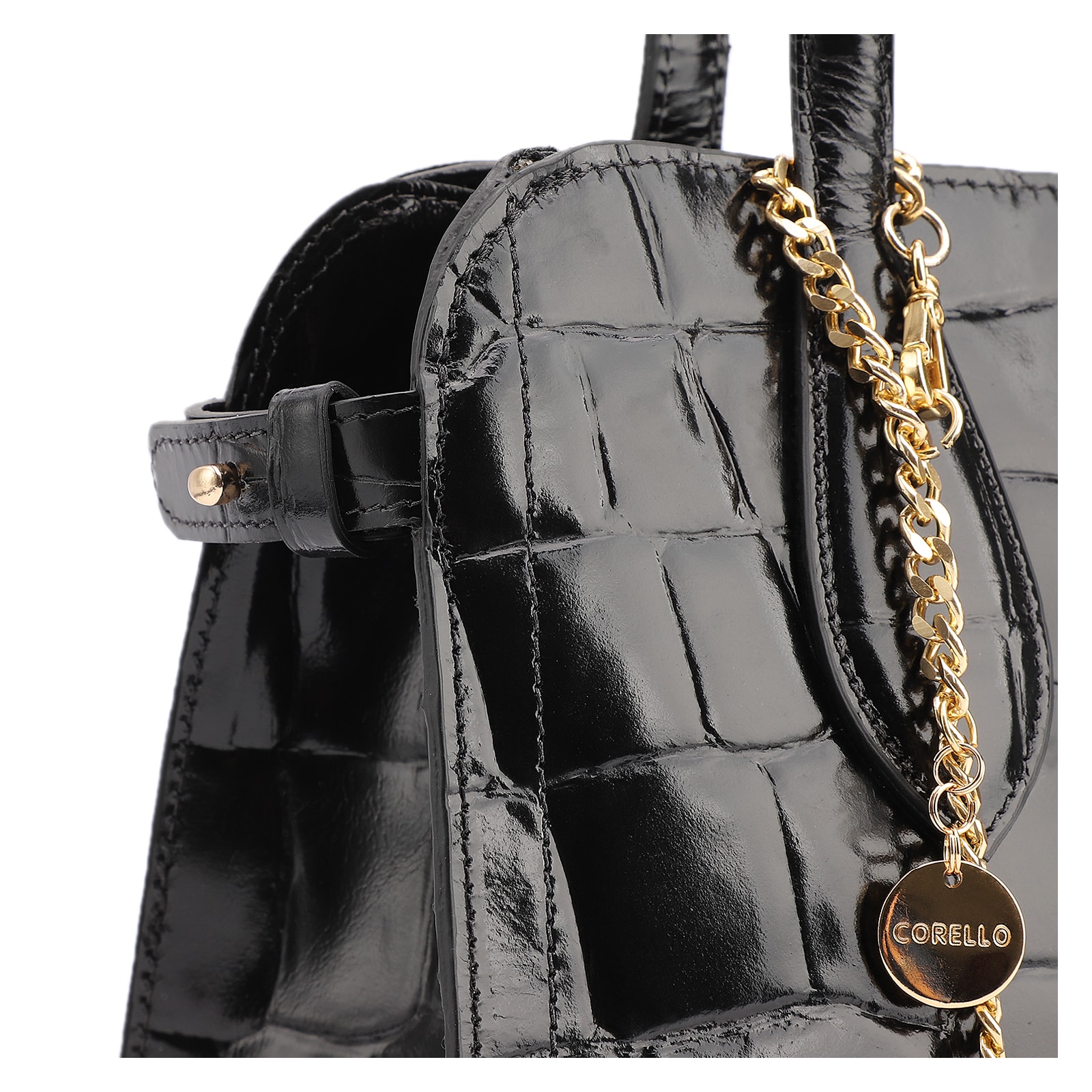 Bolsa Tote Couro Maxi Croco Preto