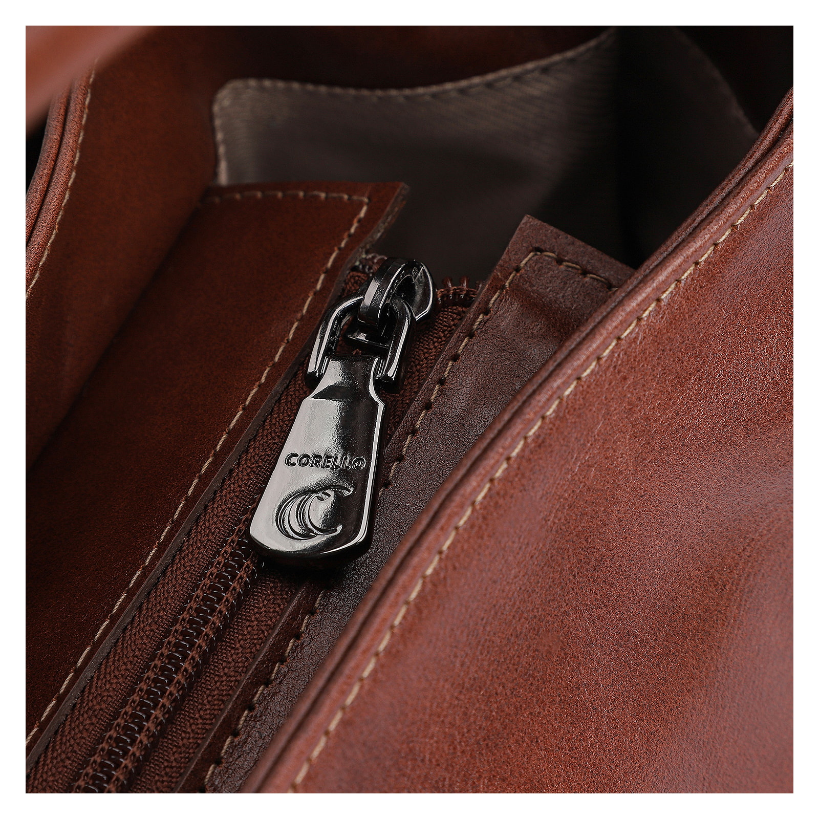 Bolsa Tote Couro Mogno/Biscuit