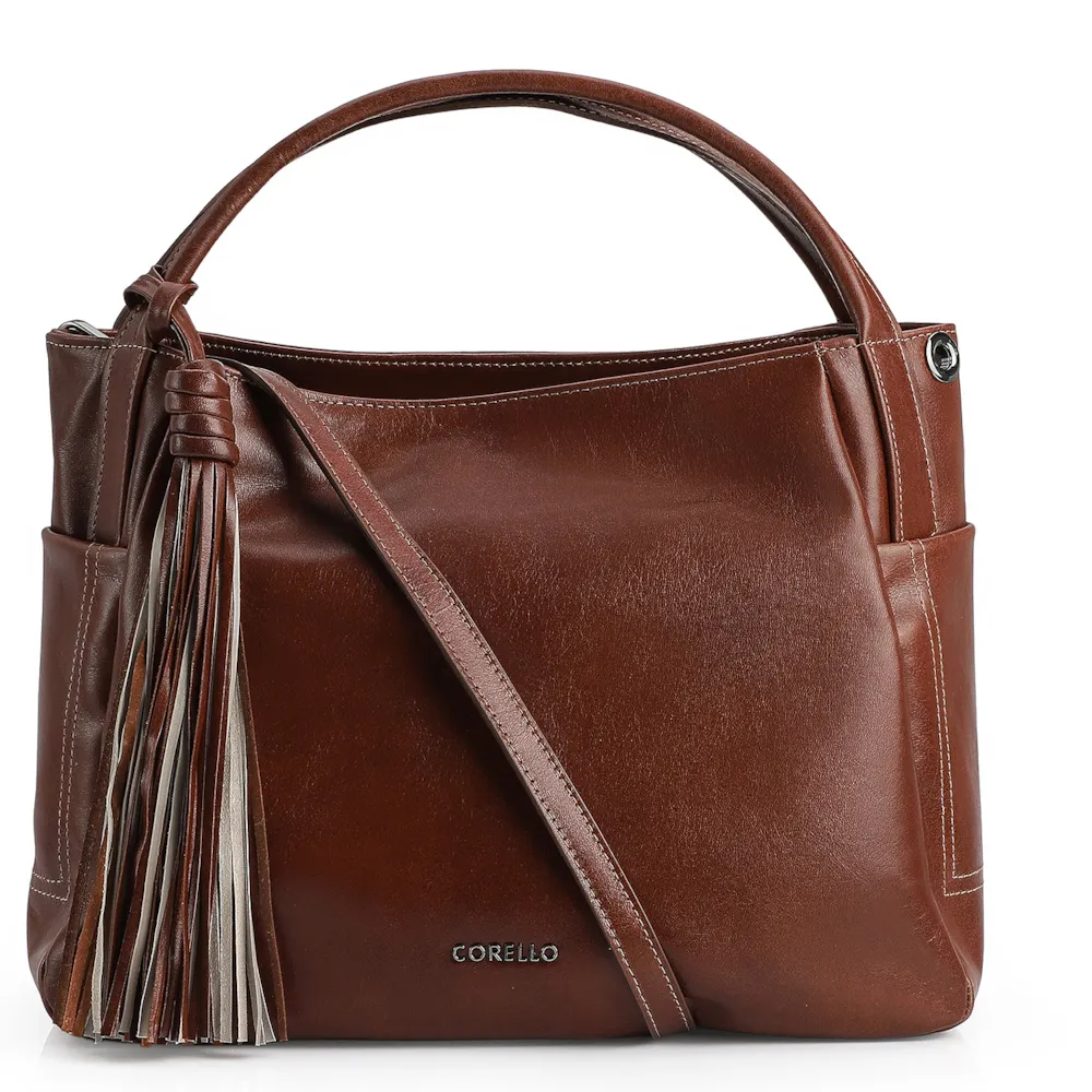 Bolsa Tote Couro Mogno/Biscuit
