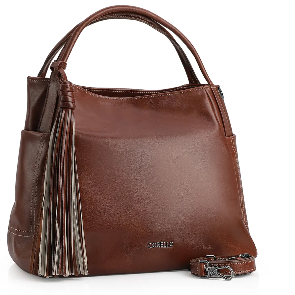 Bolsa Tote Couro Mogno/Biscuit - imagem 2