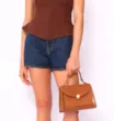 Bolsa Tote Couro Nobuck Croco/Couro Marrom Claro - imagem 2