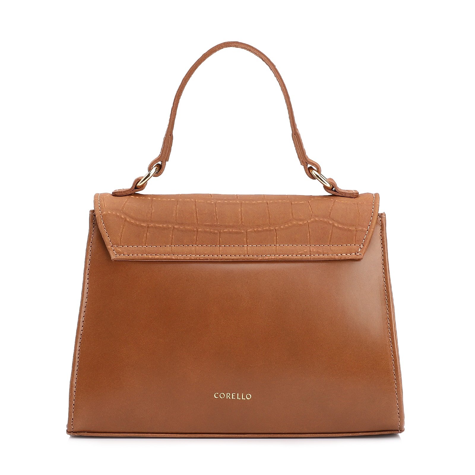Bolsa Tote Couro Nobuck Croco/Couro Marrom Claro