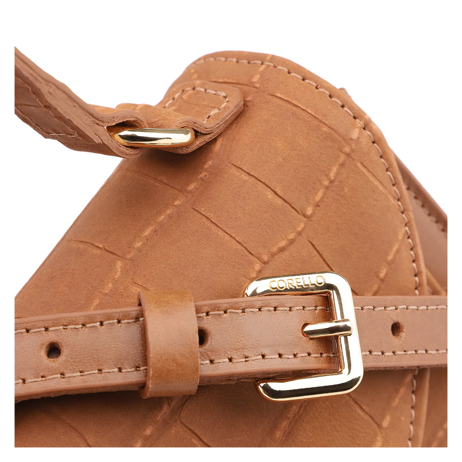 Bolsa Tote Couro Nobuck Croco/Couro Marrom Claro