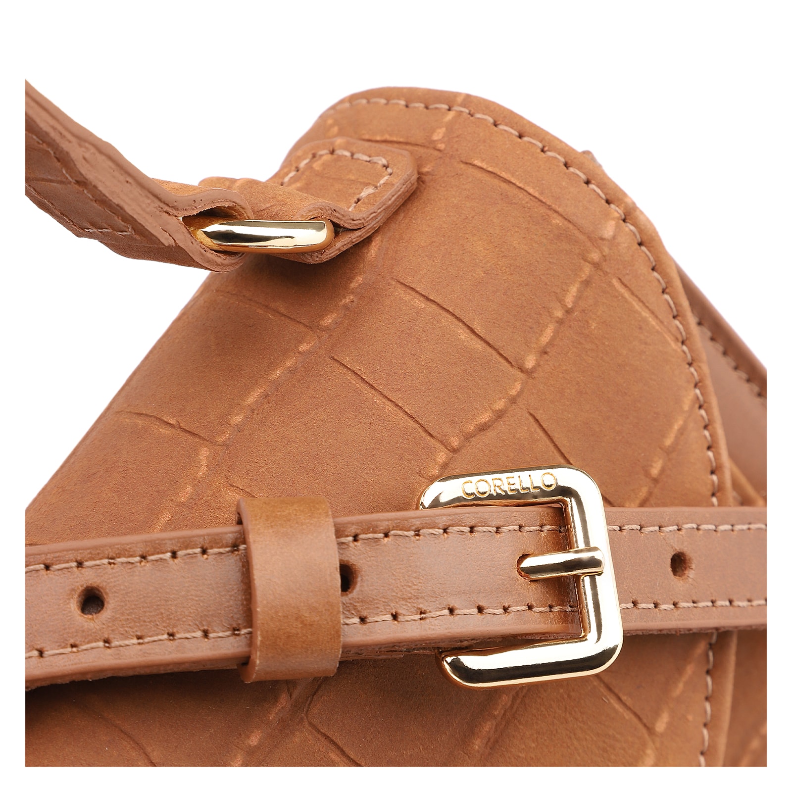 Bolsa Tote Couro Nobuck Croco/Couro Marrom Claro