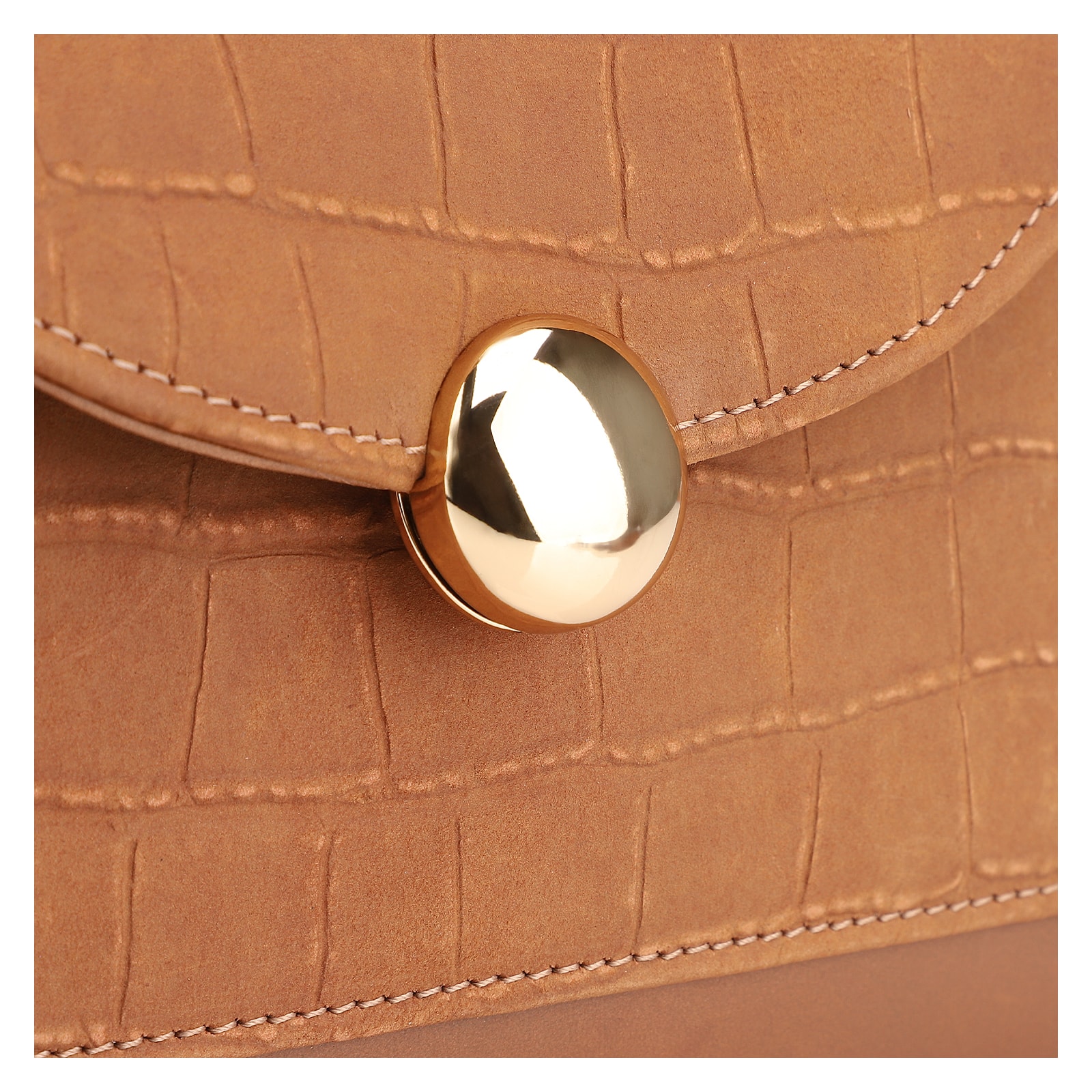 Bolsa Tote Couro Nobuck Croco/Couro Marrom Claro