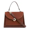Bolsa Tote Couro Nobuck Croco/Couro Marrom Escuro - imagem 1