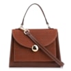 Bolsa Tote Couro Nobuck Croco/Couro Marrom Escuro - imagem 1