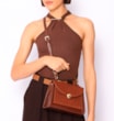 Bolsa Tote Couro Nobuck Croco/Couro Marrom Escuro - imagem 9