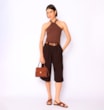 Bolsa Tote Couro Nobuck Croco/Couro Marrom Escuro - imagem 10